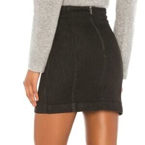 Free People Modern Femme Stretch Denim Black Wash Mini Skirt (2)